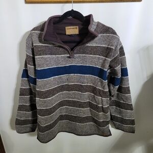 Mens Quarter Zip Up Wool Sweater Laundromat Navajo, Made In Nepal, Size L